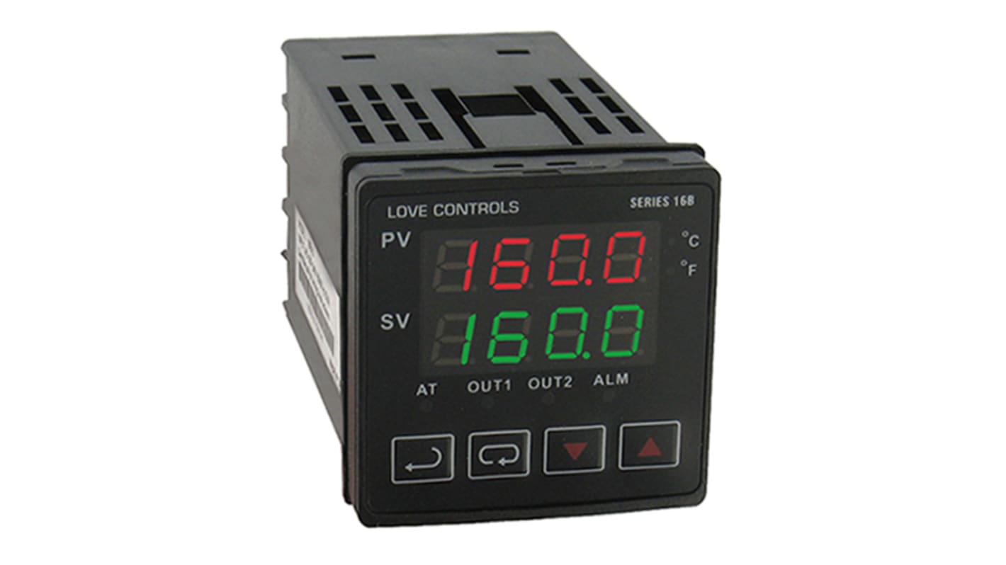 DWYER INSTRUMENTS 16B Panel Mount PID Temperature Controller, 48 x 48mm 1 Input, 2 Output Current, Relay, 100 →