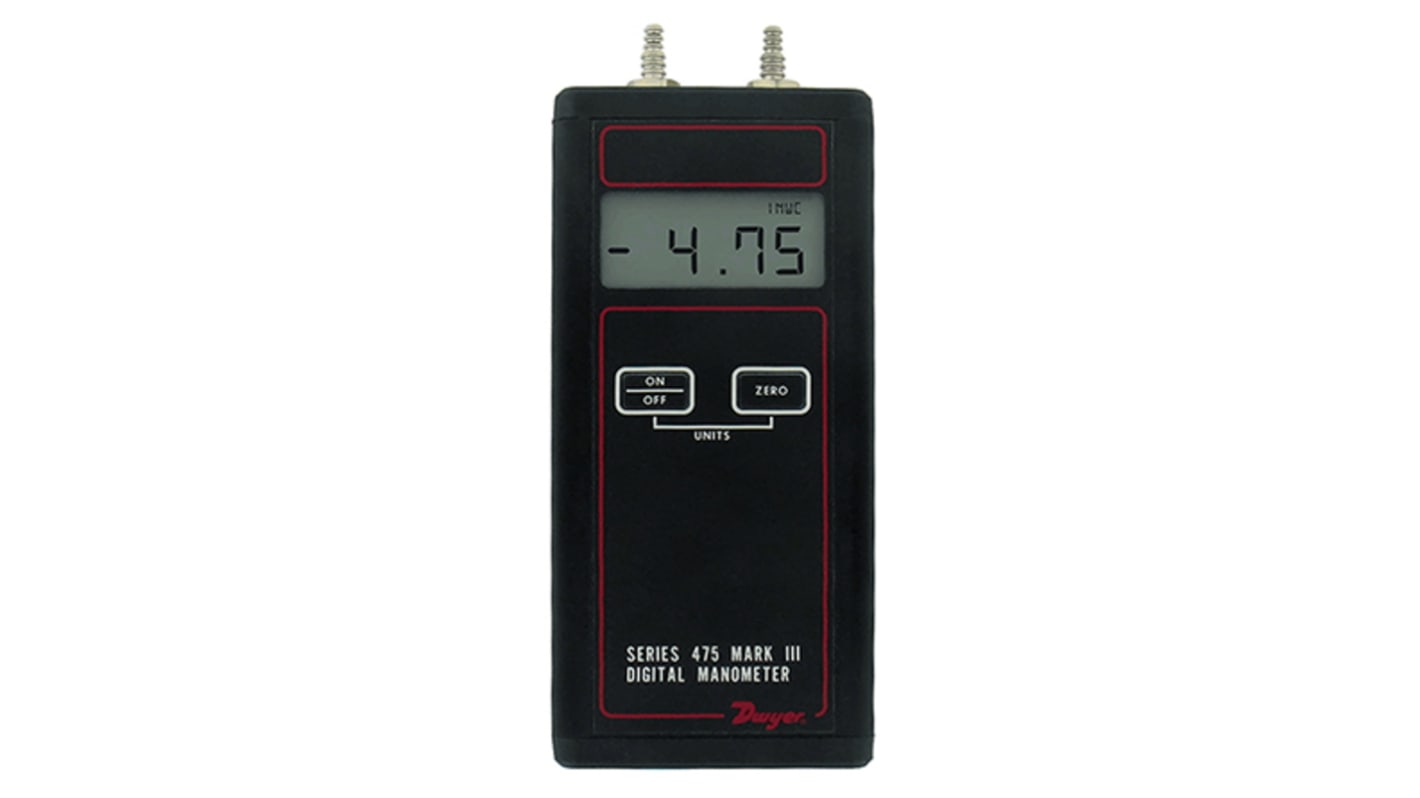 DWYER INSTRUMENTS 475-00-FM Differential Manometer With 2 Pressure Port/s, Max Pressure Measurement 0.14psi