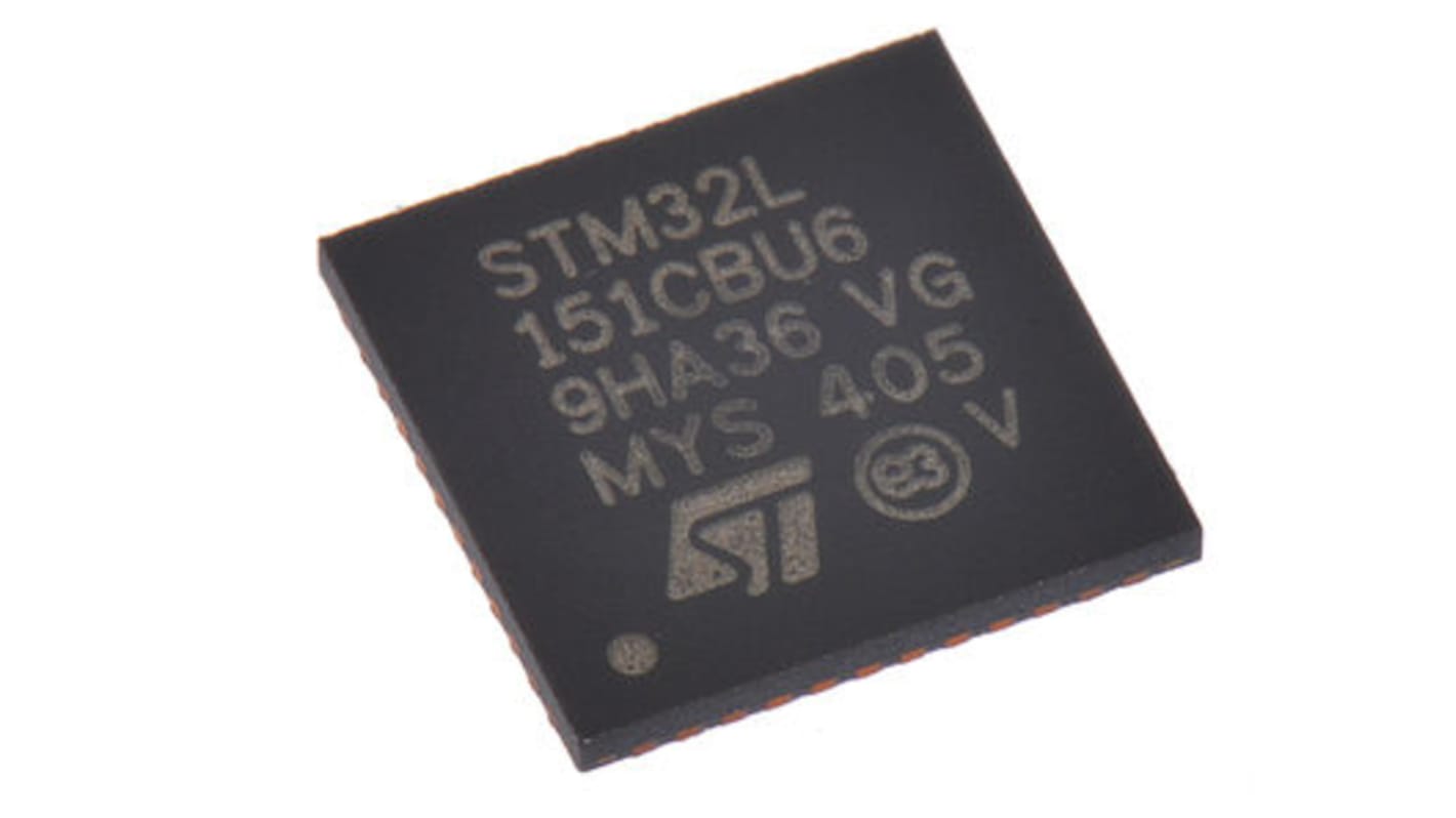 STMicroelectronics STM32F0单片机, ARM Cortex M0内核, 48针, UFQFPN, 最大48MHz, 64 kB, 128 kB 闪存, 16 kB RAM