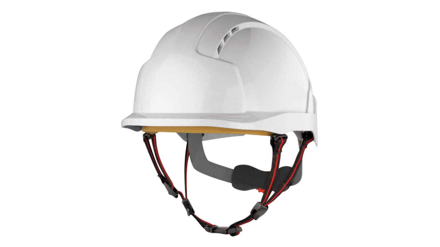 JSP EVOLite White Safety Helmet with Chin Strap, Adjustable, Ventilated