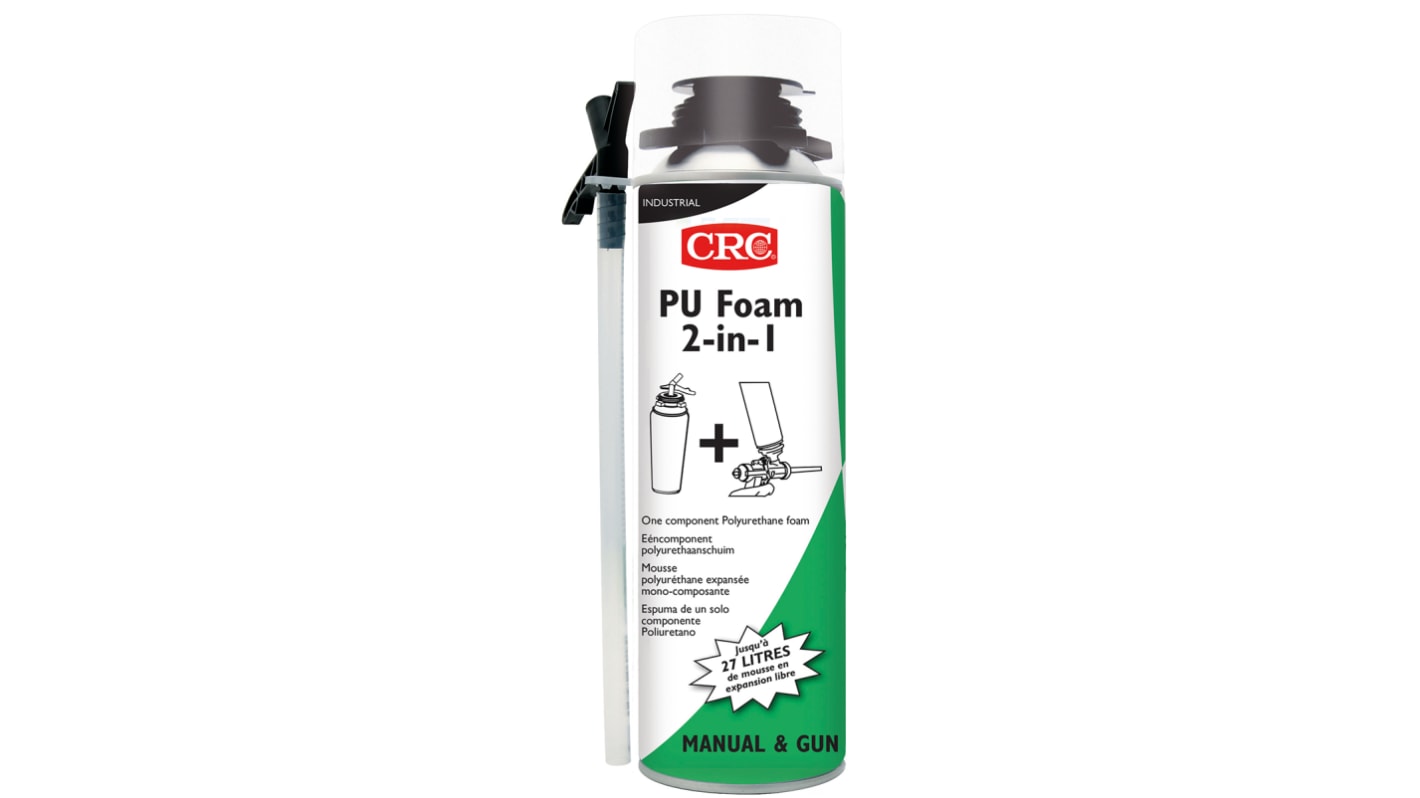 Espuma de poliuretano Verde CRC PU Foam 2-in-1, Aerosol de 500 ml, para Relleno, fijación, aislamiento, modelado