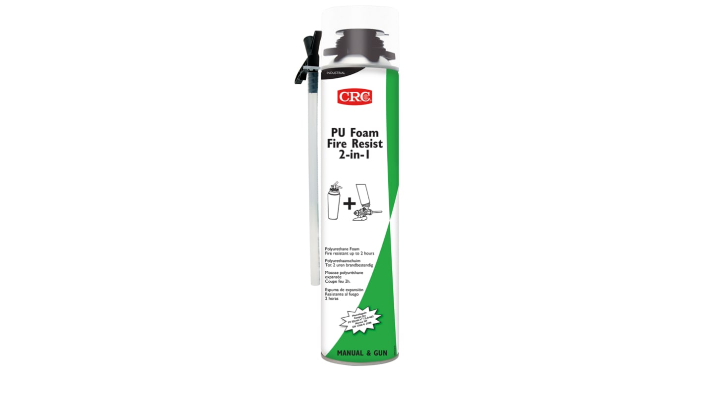 Espuma de poliuretano Verde CRC PU Foam Fire Resist 2-in-1, Aerosol de 750 ml, para Relleno, fijación, aislamiento,