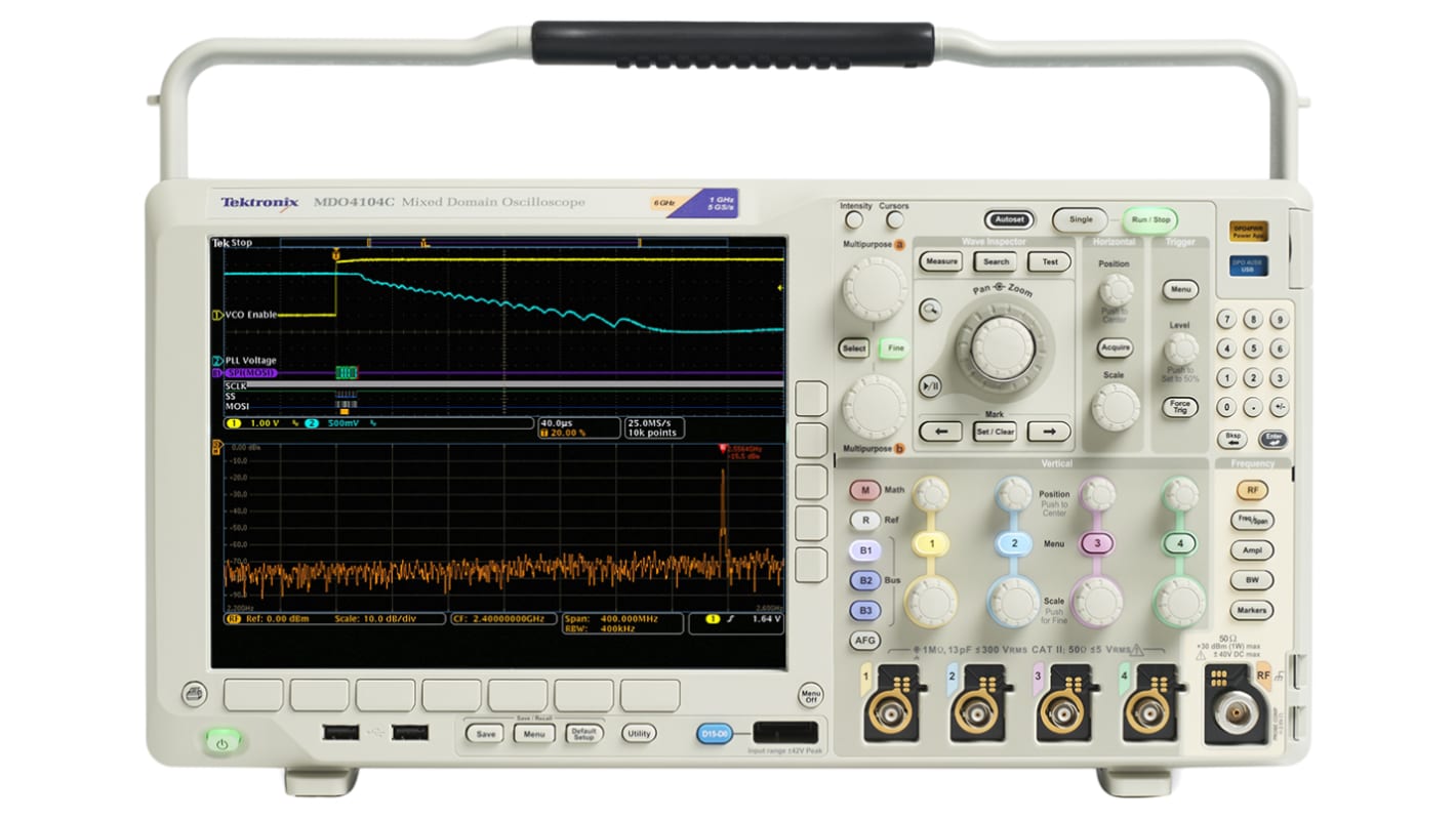 Tektronix MDO4054C+MDO4SA6 MDO4000C Series, 500MHz Bench Oscilloscope, 4 Analogue Channels, 16 Digital Channels