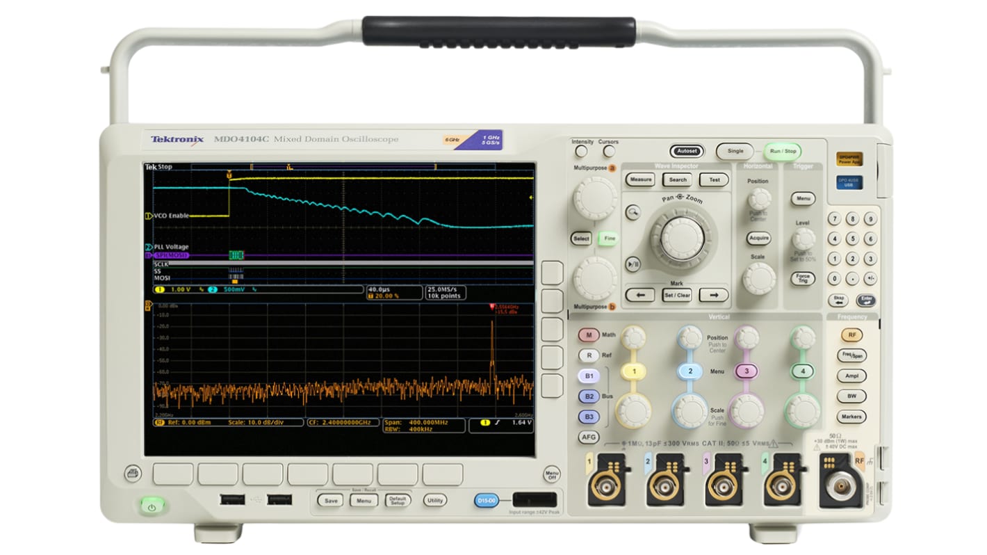 Tektronix MDO4104C+MDO4SA6 MDO4000C Series Digital Portable Oscilloscope, 4 Analogue Channels, 1GHz, 16 Digital