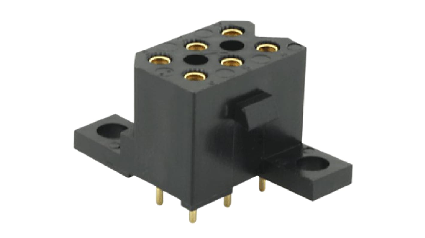 Conector hembra para PCB Souriau Sunbank by Eaton serie SMS, de 6 vías en 2 filas, paso 5.08mm, 250 V, 12A, Montaje en