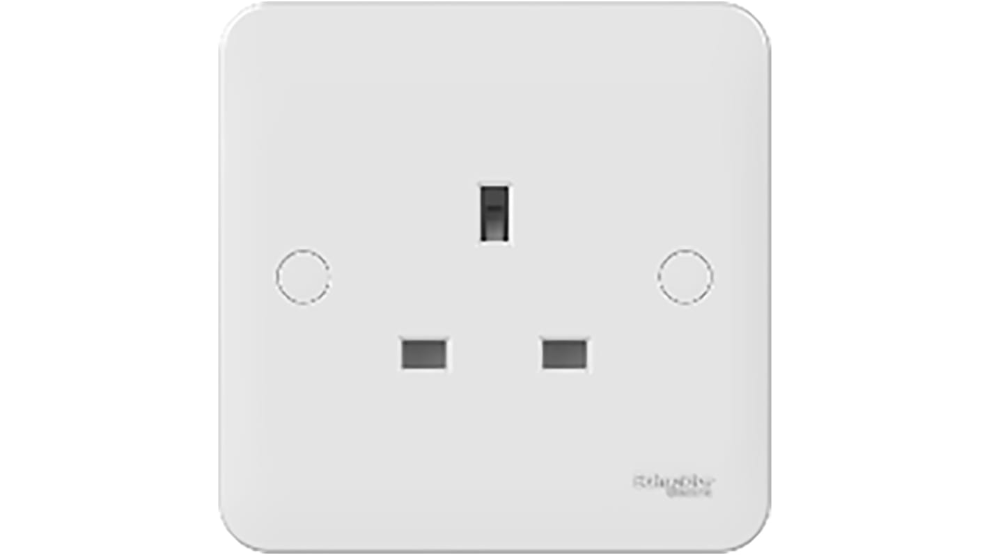 Schneider Electric Lisse White 1 Gang Plug Socket, 13A, Type G - British, Indoor Use