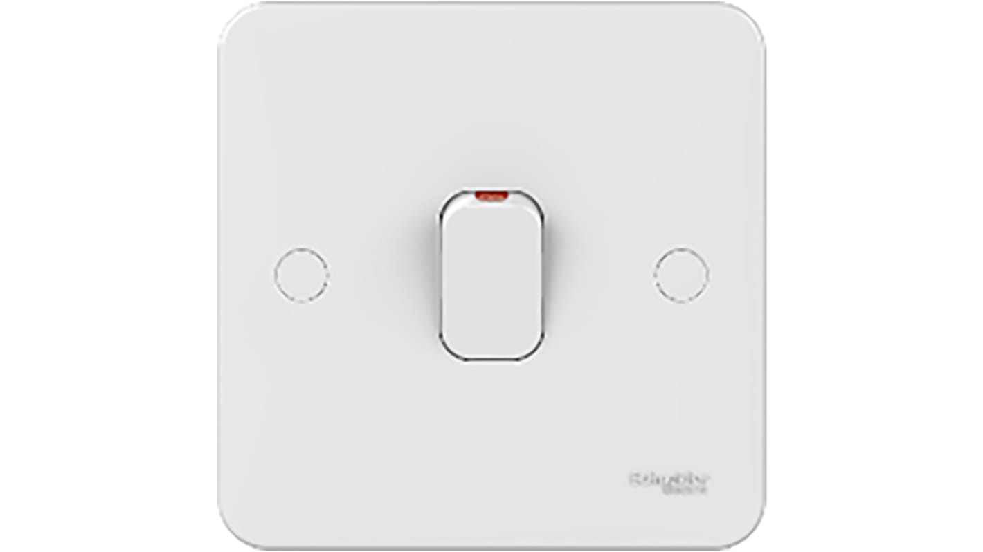Schneider Electric 翘板灯开关, 1位, 2极, 230V, 32A, 白色, IP20