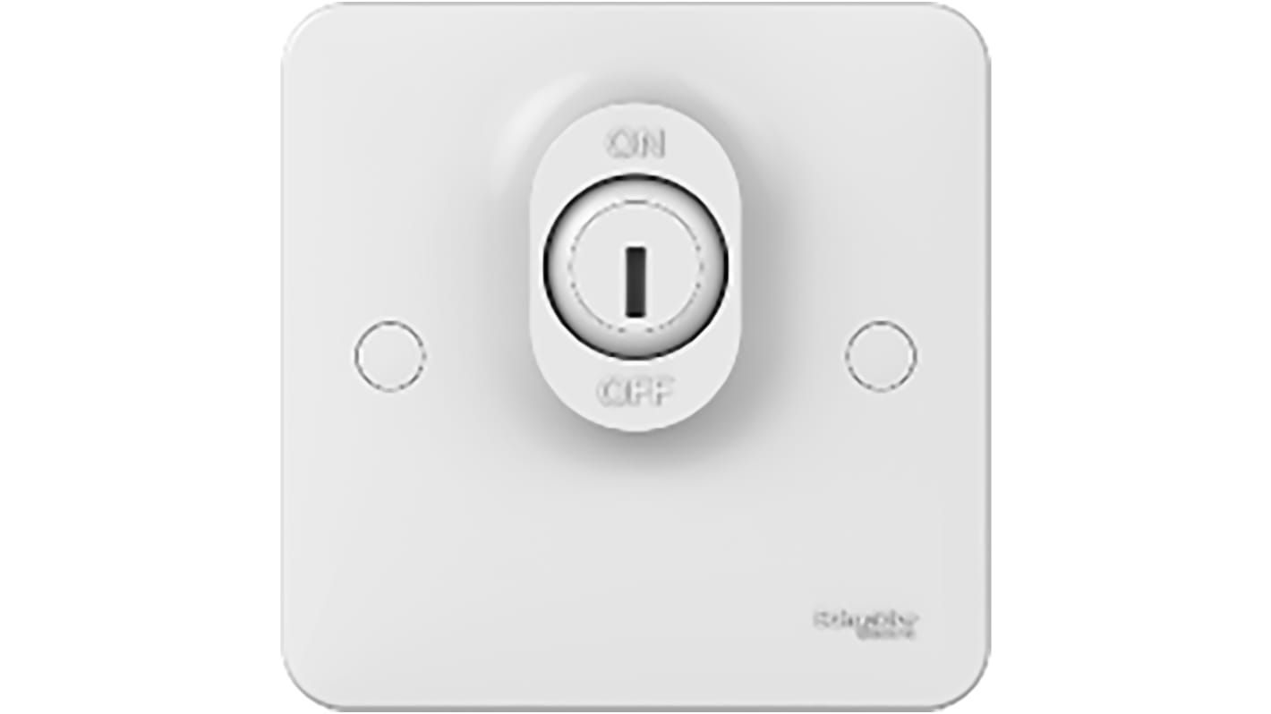 Schneider Electric 钥匙操作灯开关, 1位, 2极, 230V, 32A, 白色, IP20