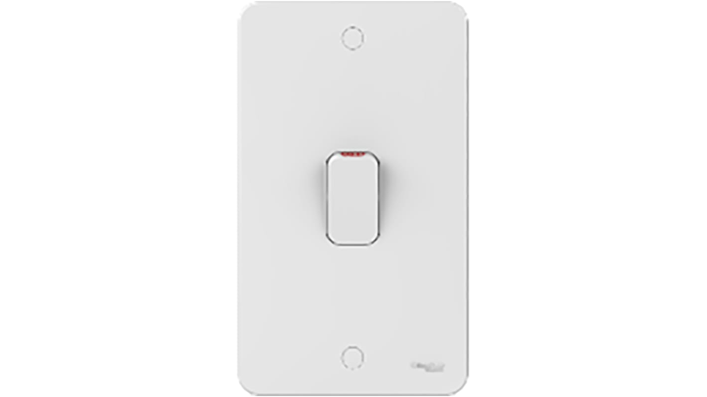 Schneider Electric White Rocker Light Switch, 1 Way, 2 Gang, Lisse