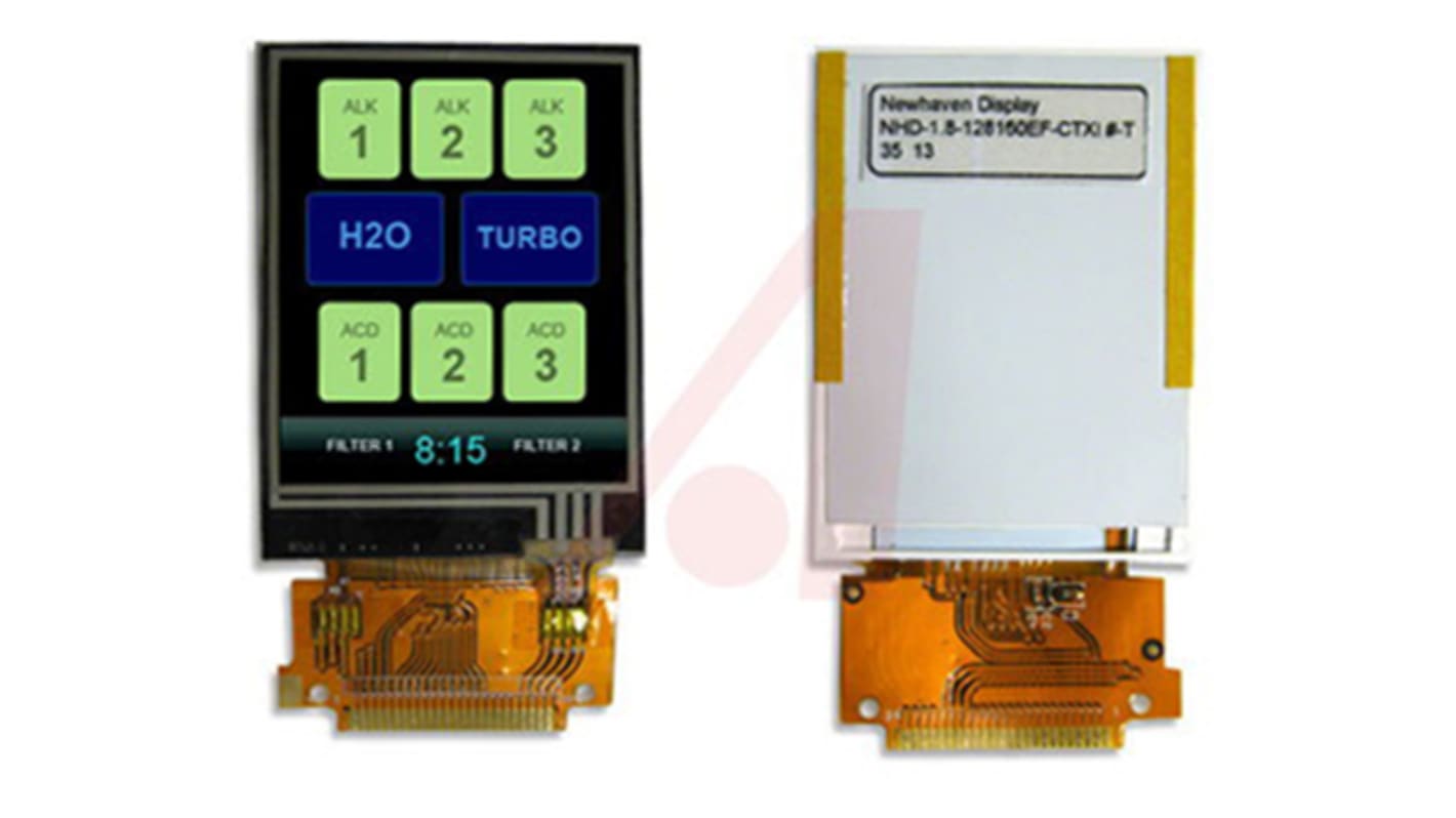 Display LCD color TFT táctil resistivo NEWHAVEN DISPLAY INTERNATIONAL de 1.8plg, 128 x 160pixels, alim. 3,5 V, interfaz