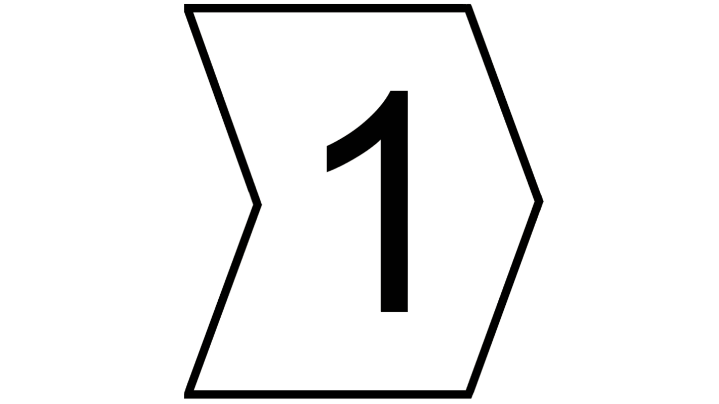 HellermannTyton Helagrip Slide On Cable Markers, Black on White, Pre-printed "1", 1 → 3mm Cable, 901-10527