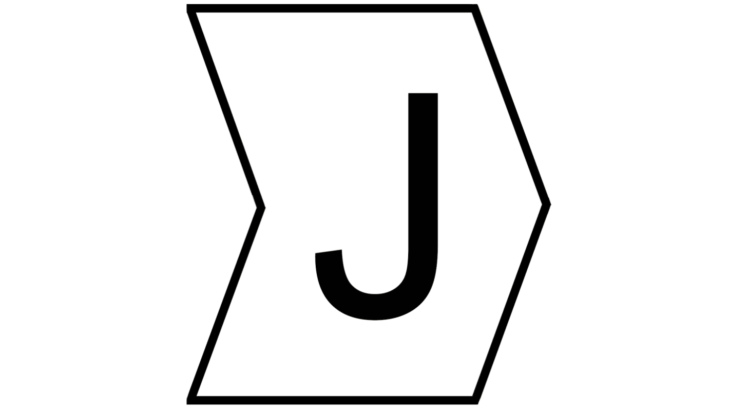 HellermannTyton HGDC Slide On Cable Markers, Black on White, Pre-printed "J", 1 → 3mm Cable