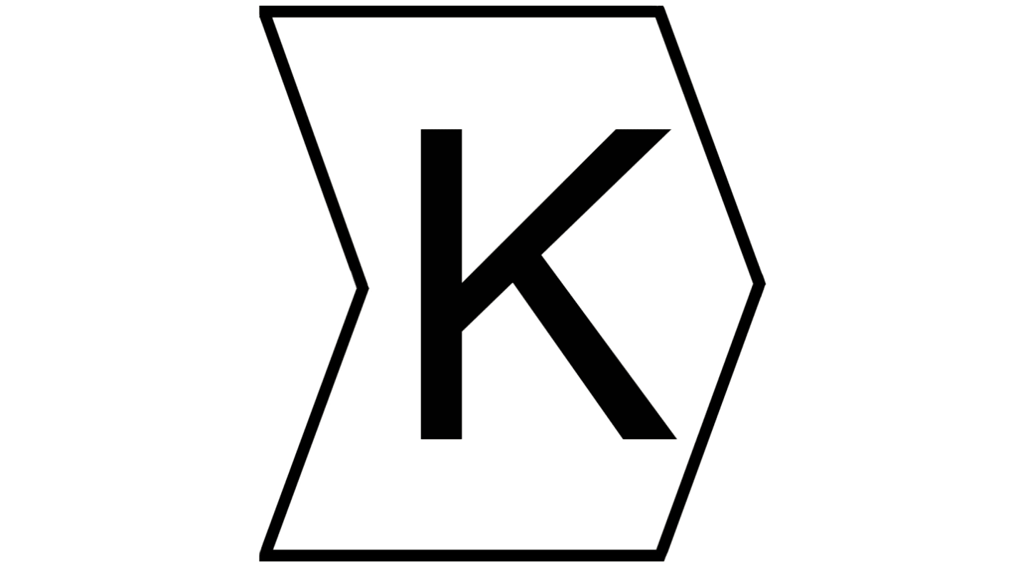 HellermannTyton HGDC Slide On Cable Markers, Black on White, Pre-printed "K", 1 → 3mm Cable