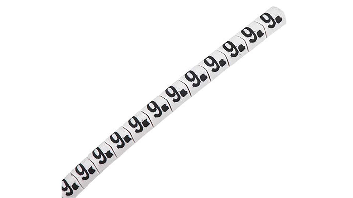 HellermannTyton Helagrip Kabel-Markierer, aufsteckbar, Beschriftung: 9, Schwarz auf Weiß, Ø 2mm - 5mm, 3.5mm, 250 Stück
