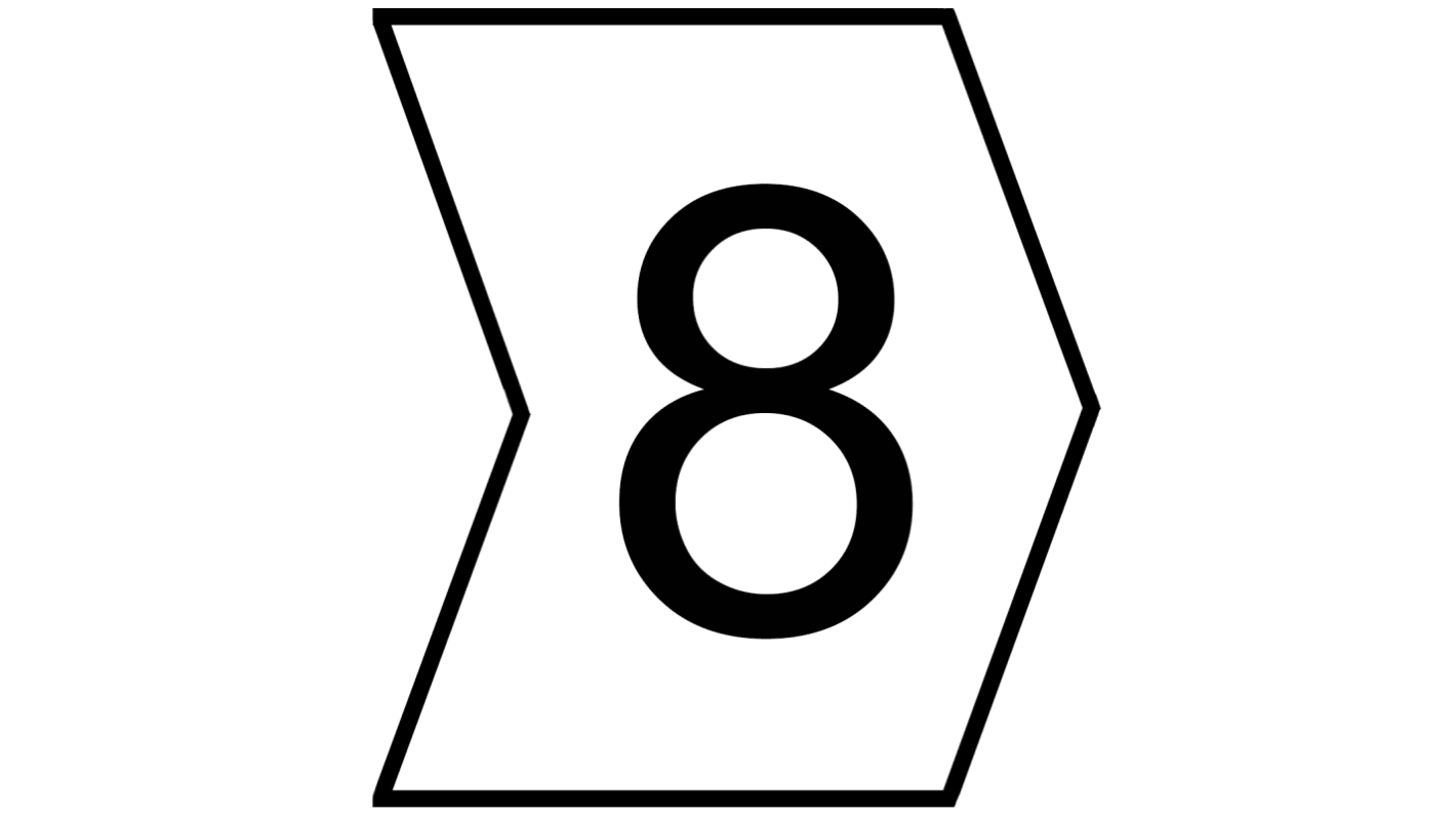 HellermannTyton Helagrip Slide On Cable Markers, Black on White, Pre-printed "8", 2 → 5mm Cable, 901-10610