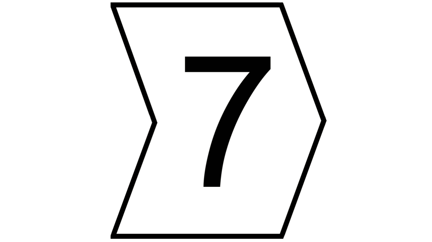 HellermannTyton Helagrip Slide On Cable Markers, Black on White, Pre-printed "7", 2 → 5mm Cable, 901-10609