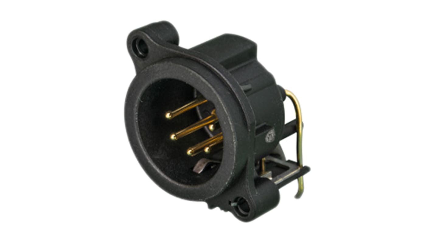 Neutrik 五芯卡侬头公插, PCB安装, <50 V 交流, 3A, 直角