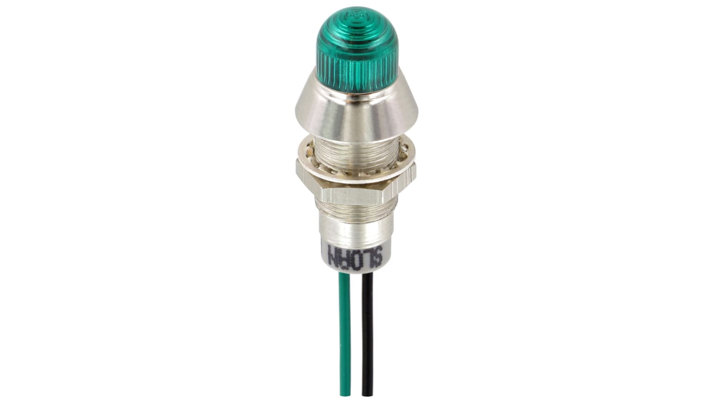 Sloan Green Panel Mount Indicator, 5 → 28V dc, 8.2mm Mounting Hole Size, Lead Wires Termination, IP68