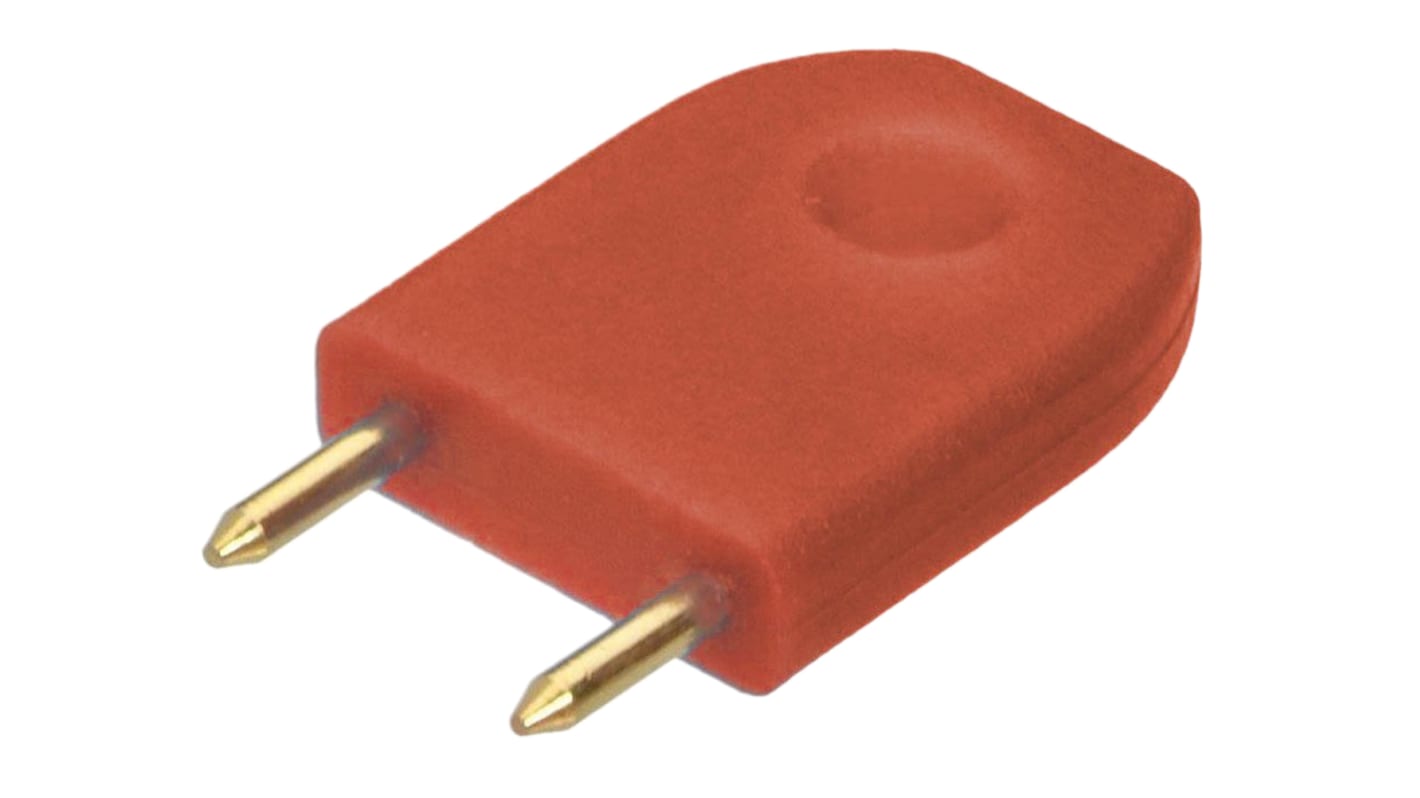 Jumper macho HARWIN serie D3087 de 2 vías, paso 6.35mm, de color Rojo