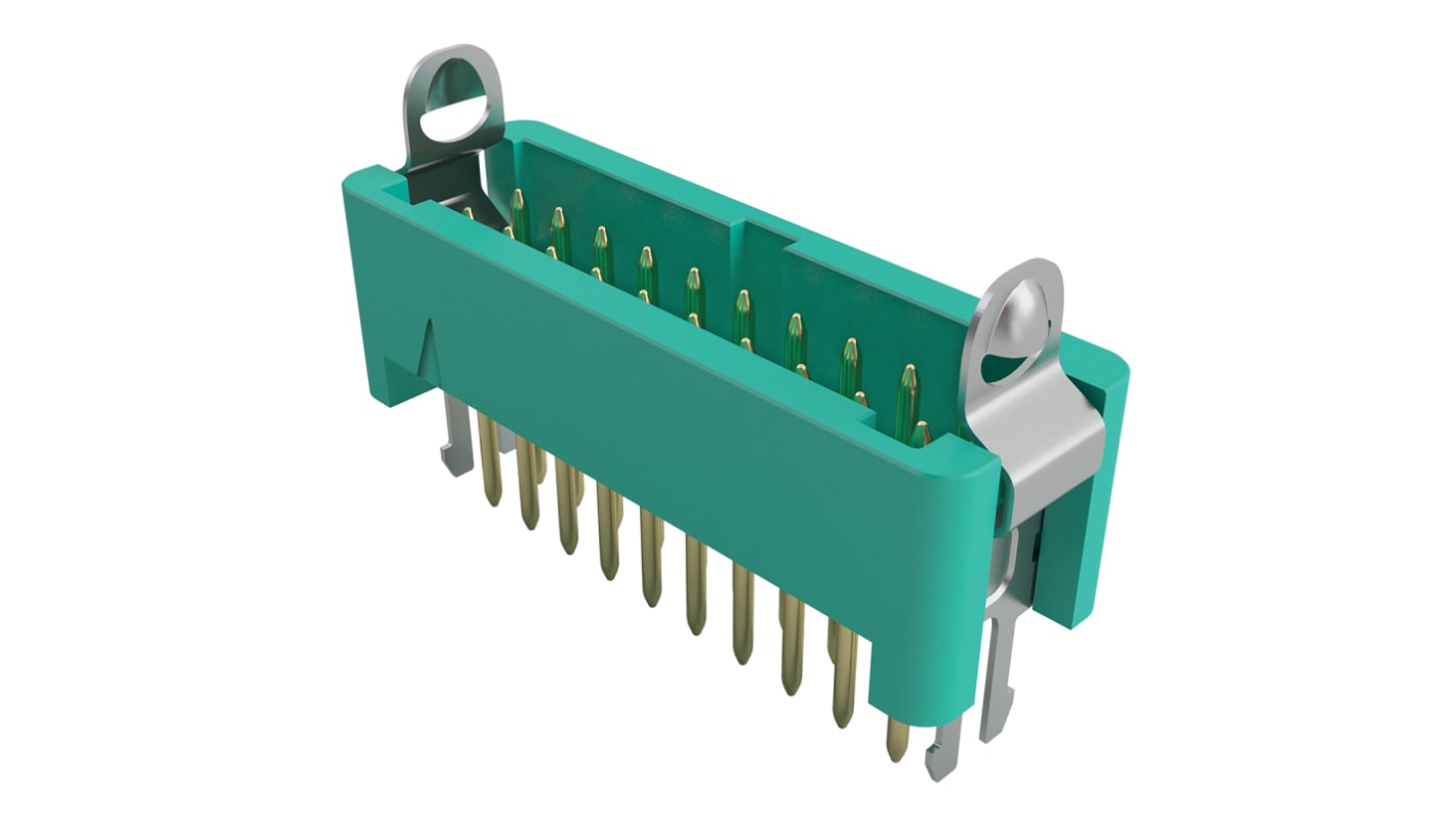 Conector macho para PCB HARWIN serie Gecko de 16 vías, 2 filas, paso 1.25mm, para soldar, Montaje en orificio pasante