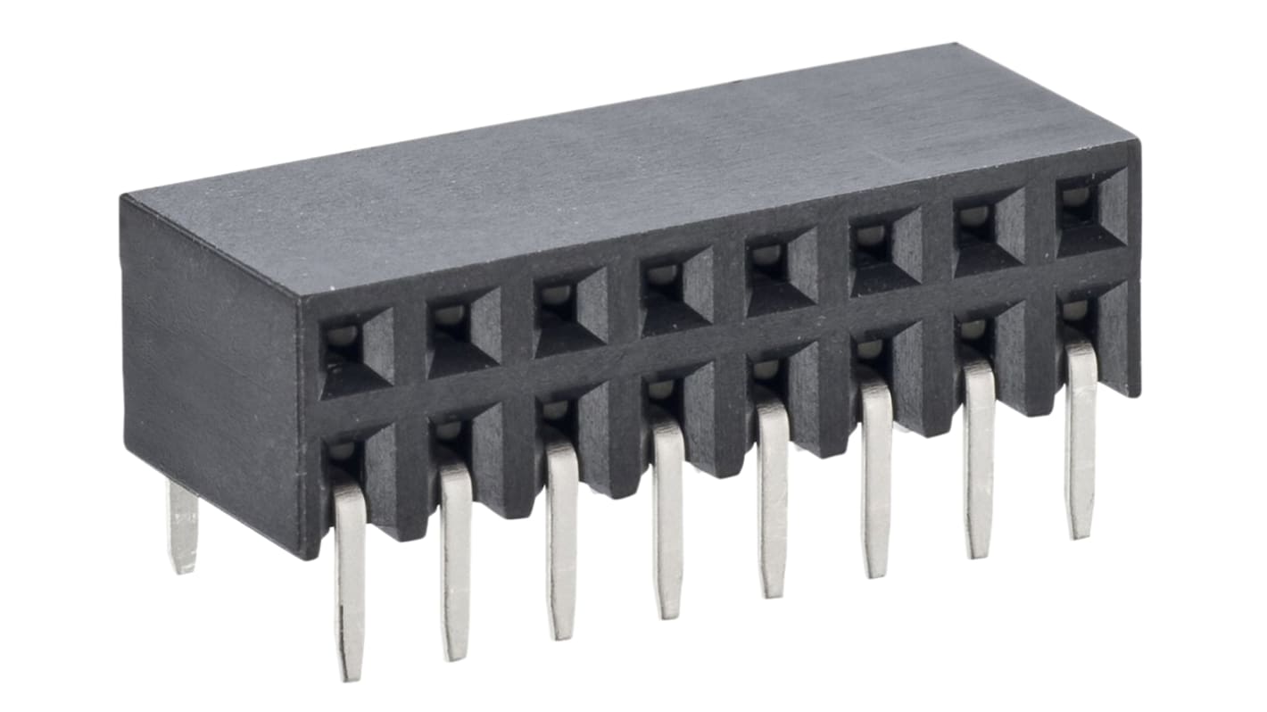 HARWIN M20 Series Right Angle Through Hole Mount PCB Socket, 10-Contact, 2-Row, 2.54mm Pitch, Solder Termination