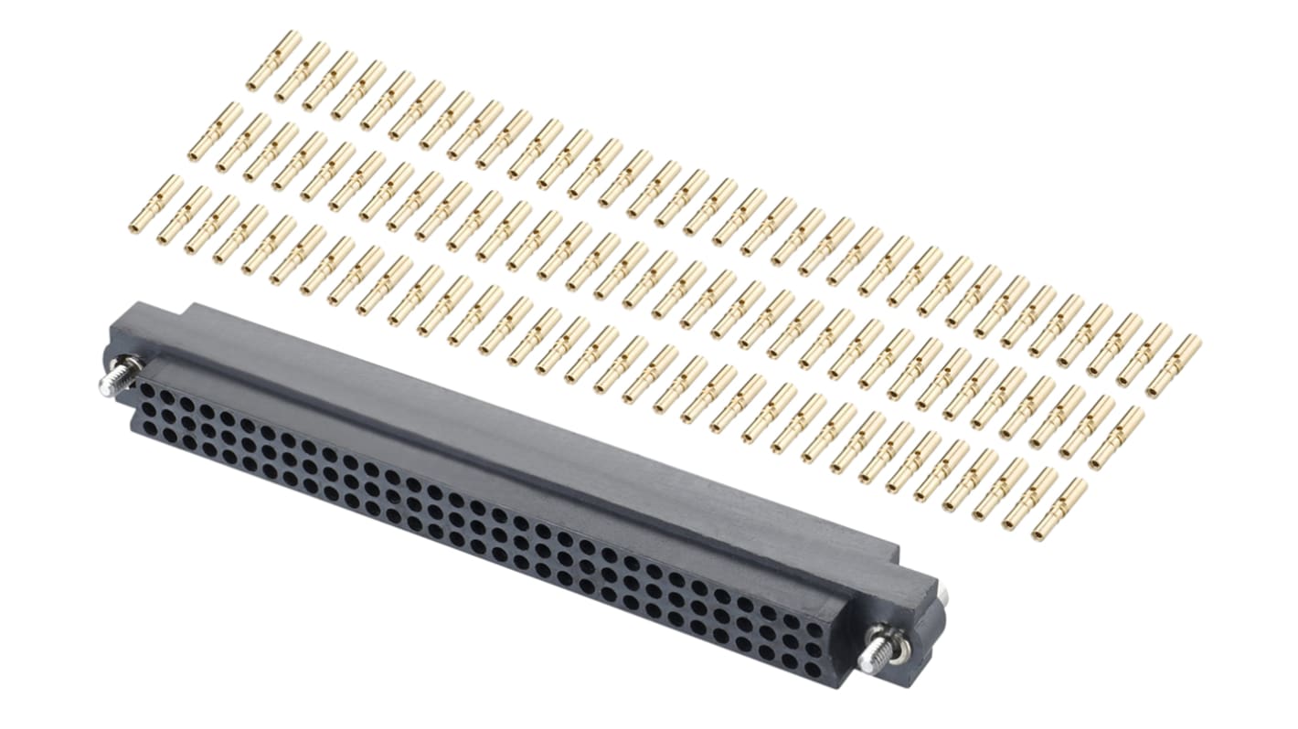 HARWIN Datamate J-Tek Series Straight Through Hole Mount PCB Socket, 96-Contact, 3-Row, 2mm Pitch, Solder Termination