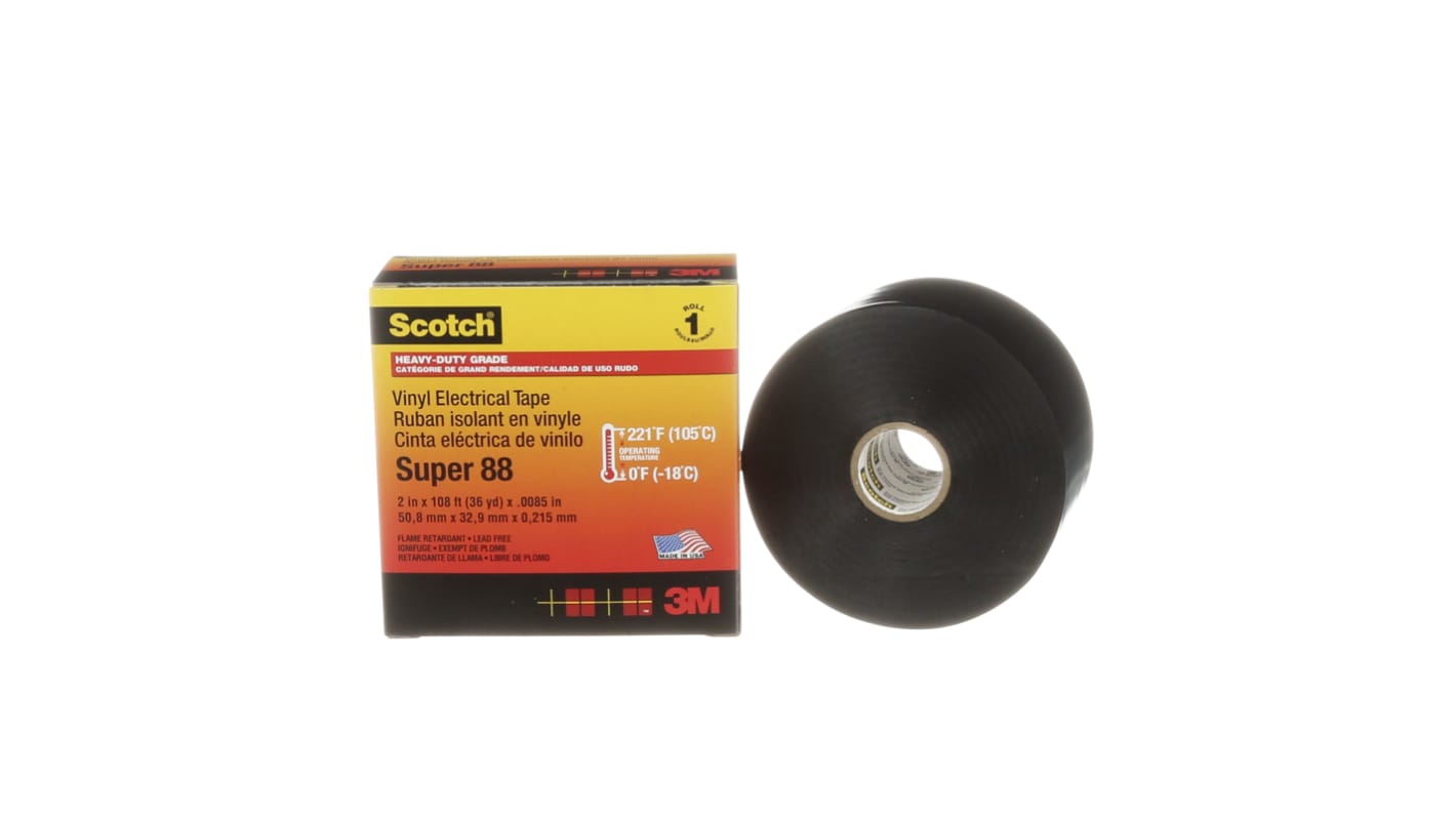 3M Scotch Super 88 Black PVC Electrical Insulation Tape, 50mm x 33m