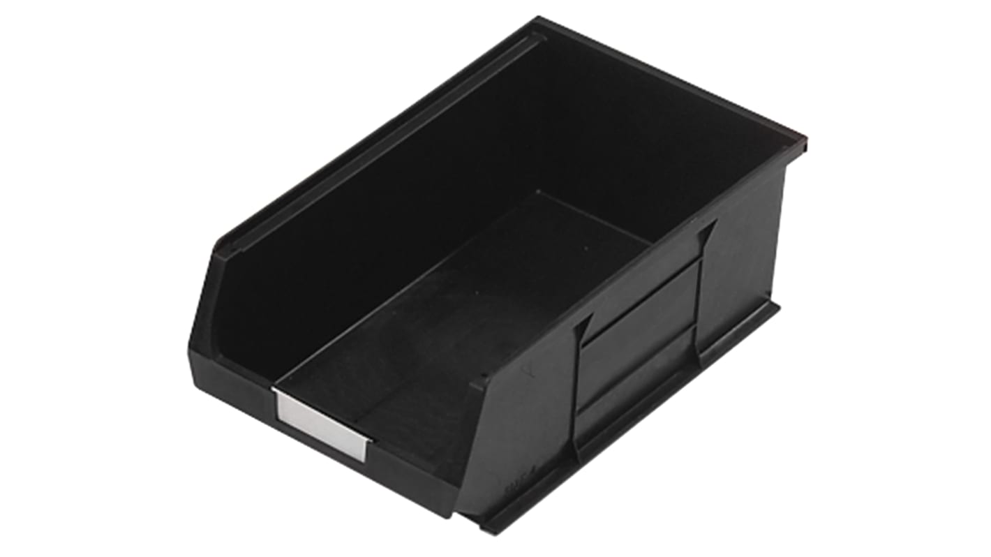 RS PRO PP Storage Bin, 350mm x 205mm x 132mm, Black