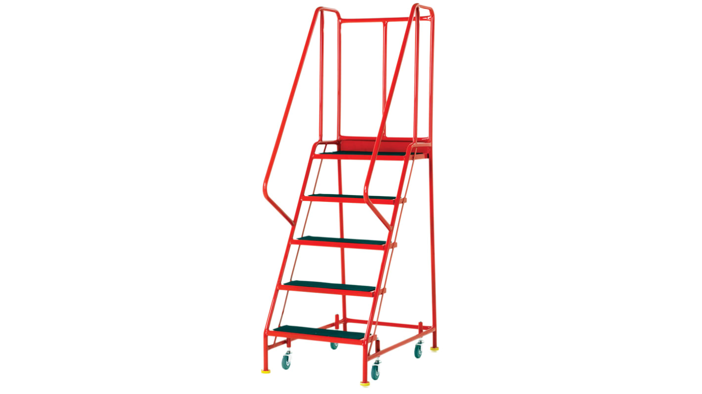 RS PRO 5 Tread Steel Steps 1.145m Platform Height, Red