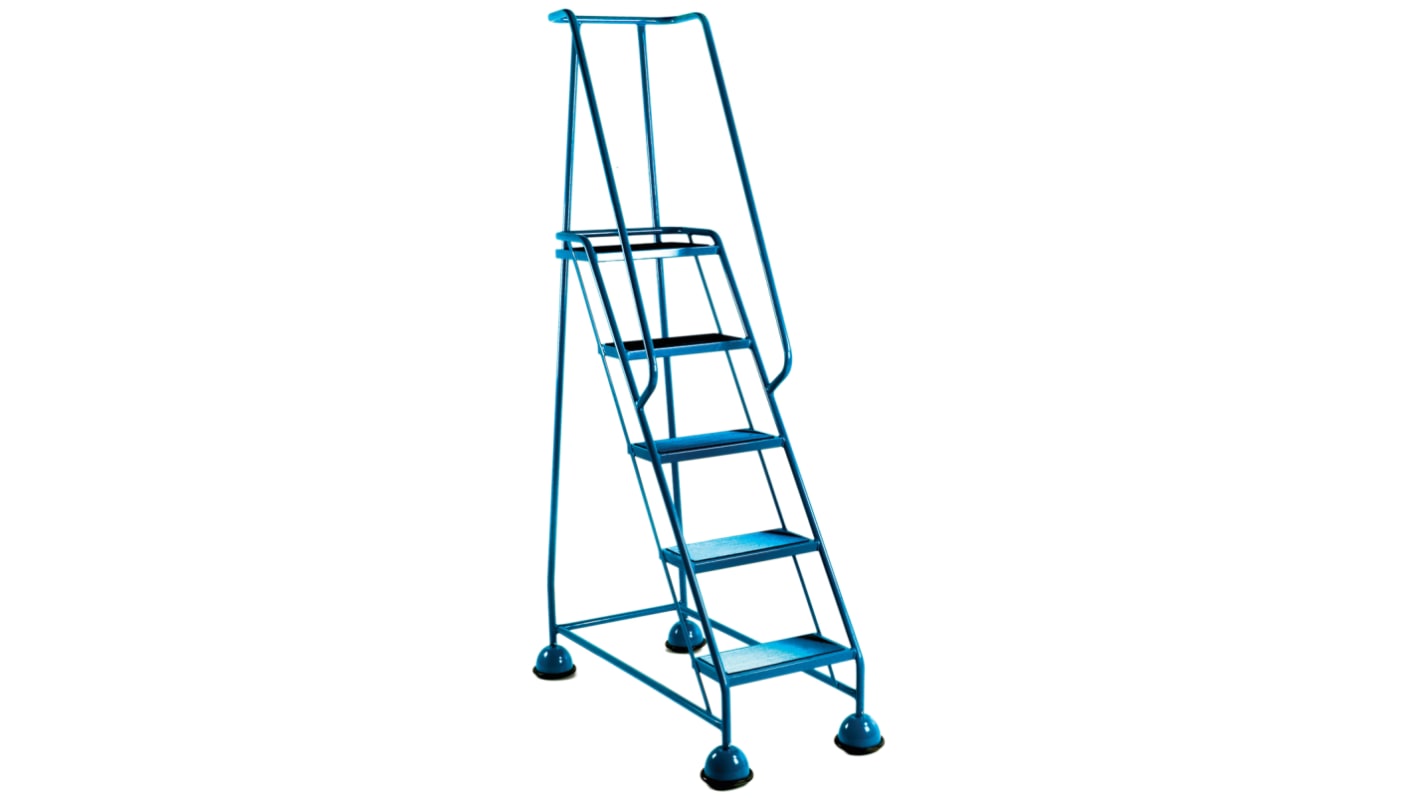 RS PRO 5 Tread Steel Steps 1.270m Platform Height, Blue