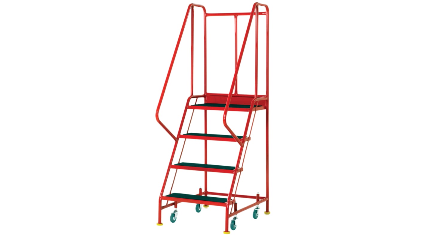RS PRO 4 Tread Steel Steps 0.915m Platform Height, Red