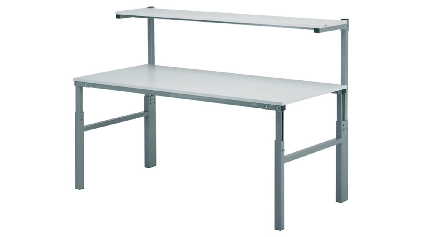 RS PRO Workbench, 300kg Max Load, Adjustable Height, 650 → 900 mm, 1080 → 1550 mm x 1800mm x 900mm