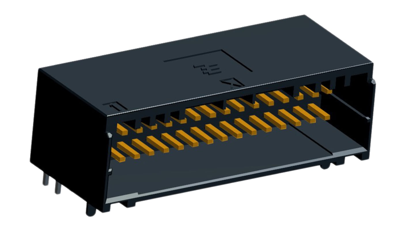 TE Connectivity 34p双排排针 直角线对板连接器, 2.0mm间距, 3.0A, 125.0 V, THT安装, Dynamic 1000系列