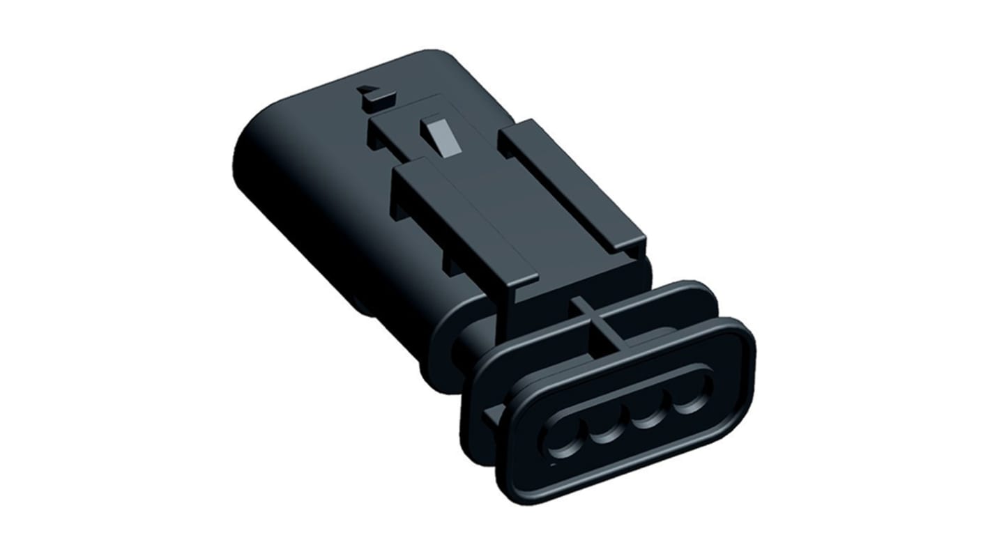 TE Connectivity, MCON 1.2 Automotive Connector Plug Black Plug-In 4 Way 1-1564559-1