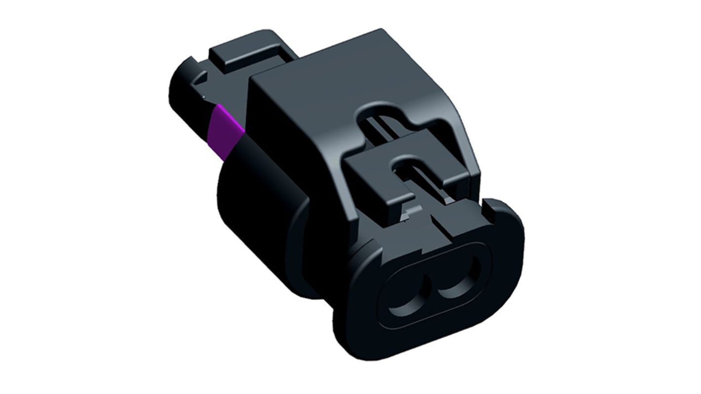 TE Connectivity, MCON 1.2 Automotive Connector Socket Black Plug-In 2 Way 1-1670916-1