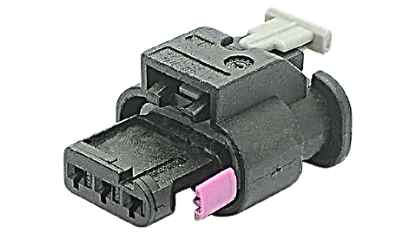 TE Connectivity, MCON 1.2 Automotive Connector Socket Black Plug-In 3 Way 1-1718644-1
