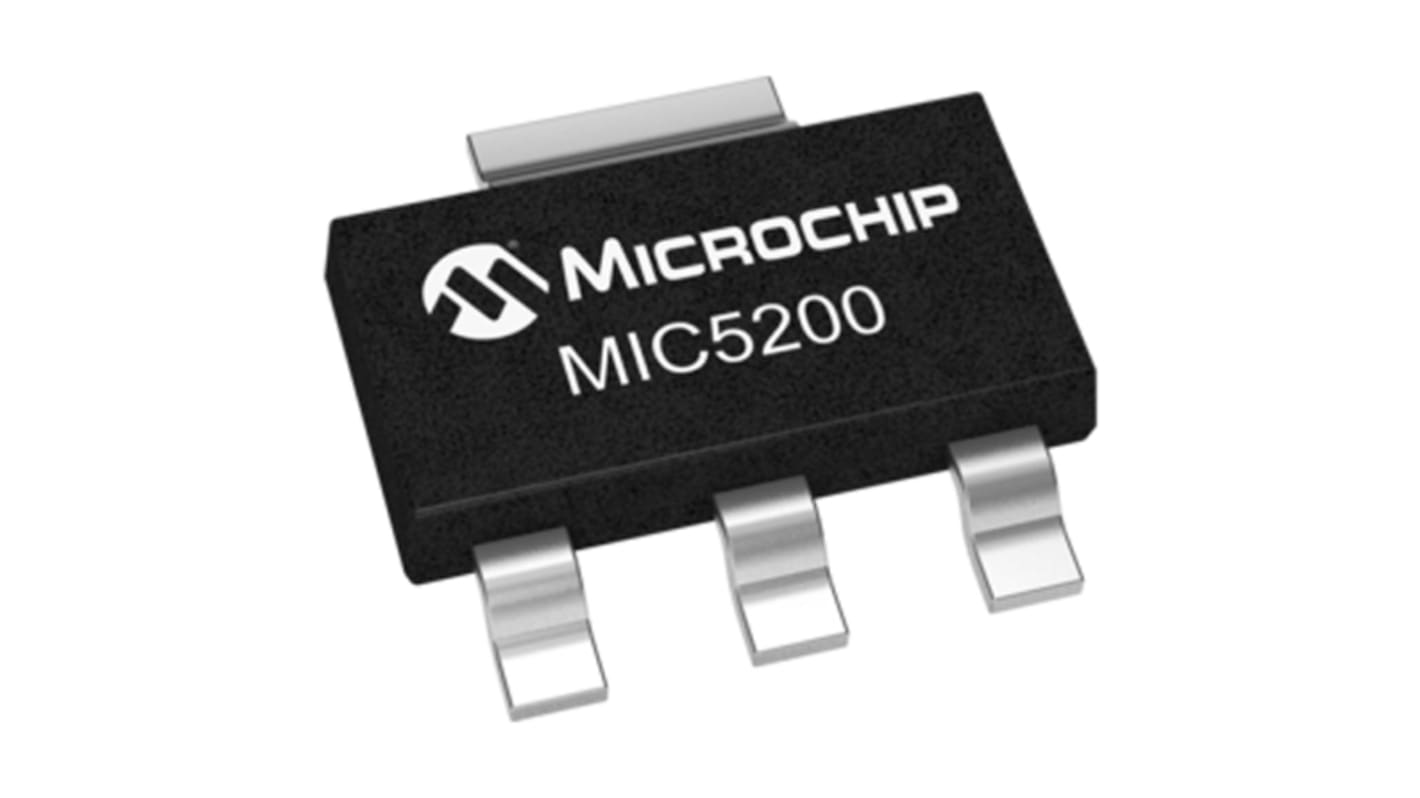 Microchip Spannungsregler 100mA, 1 Niedrige Abfallspannung SOT-223, 3+Tab-Pin, Fest