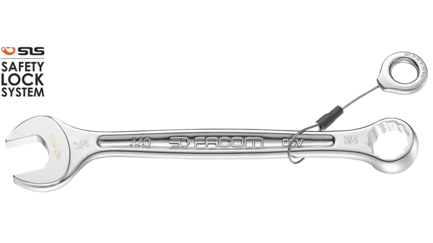 Facom Combination Spanner, 15/16in, Imperial, Height Safe, Double Ended, 267 mm Overall