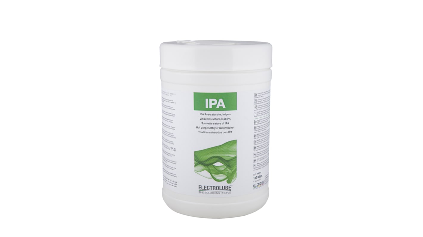 Electrolube IPA 100 Wipes Tub IPA Pre-Saturated Wipes