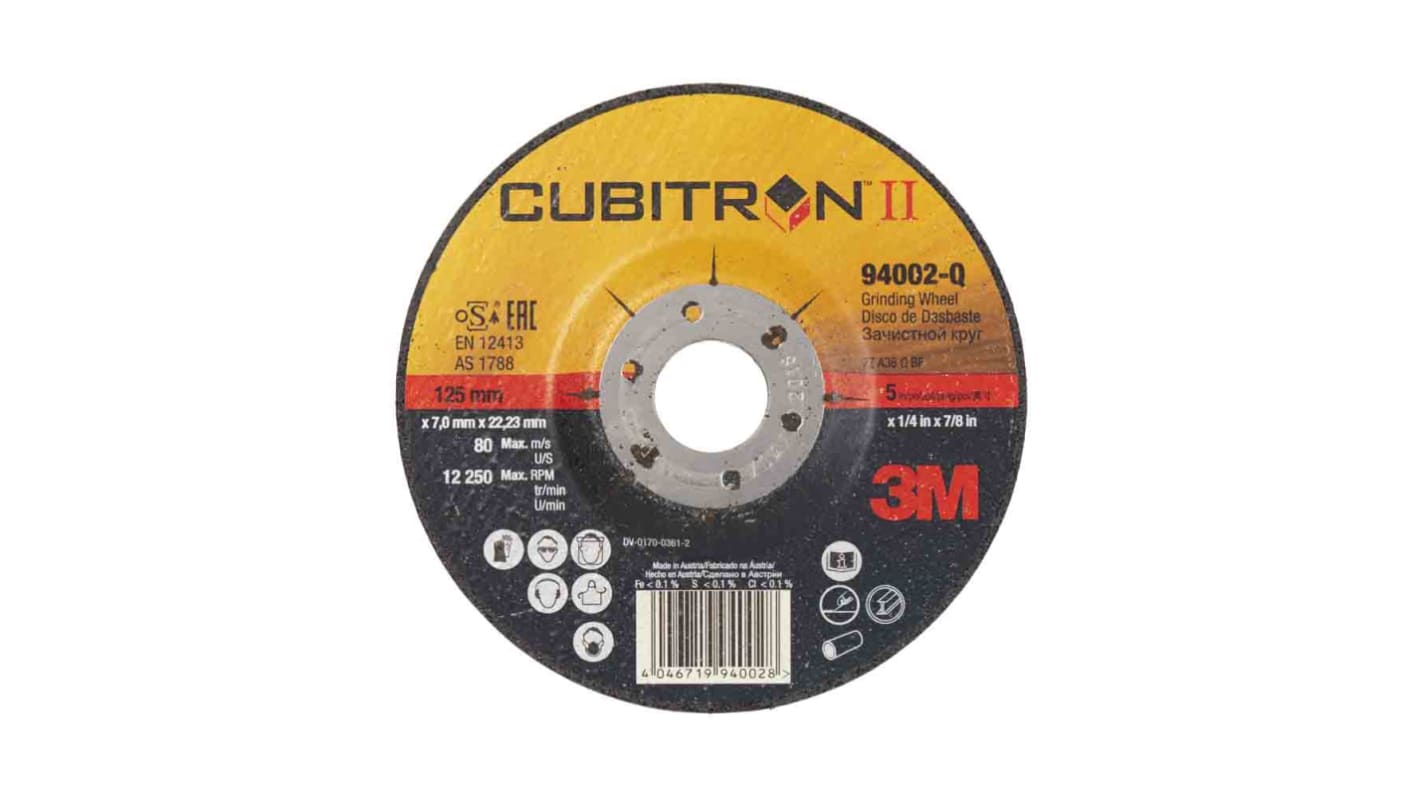 3M, 砂轮, Cubitron™ II系列, 直径115mm, 宽度1mm, 研磨材料氧化铝, 精细等级, 最大安全速度12250rpm