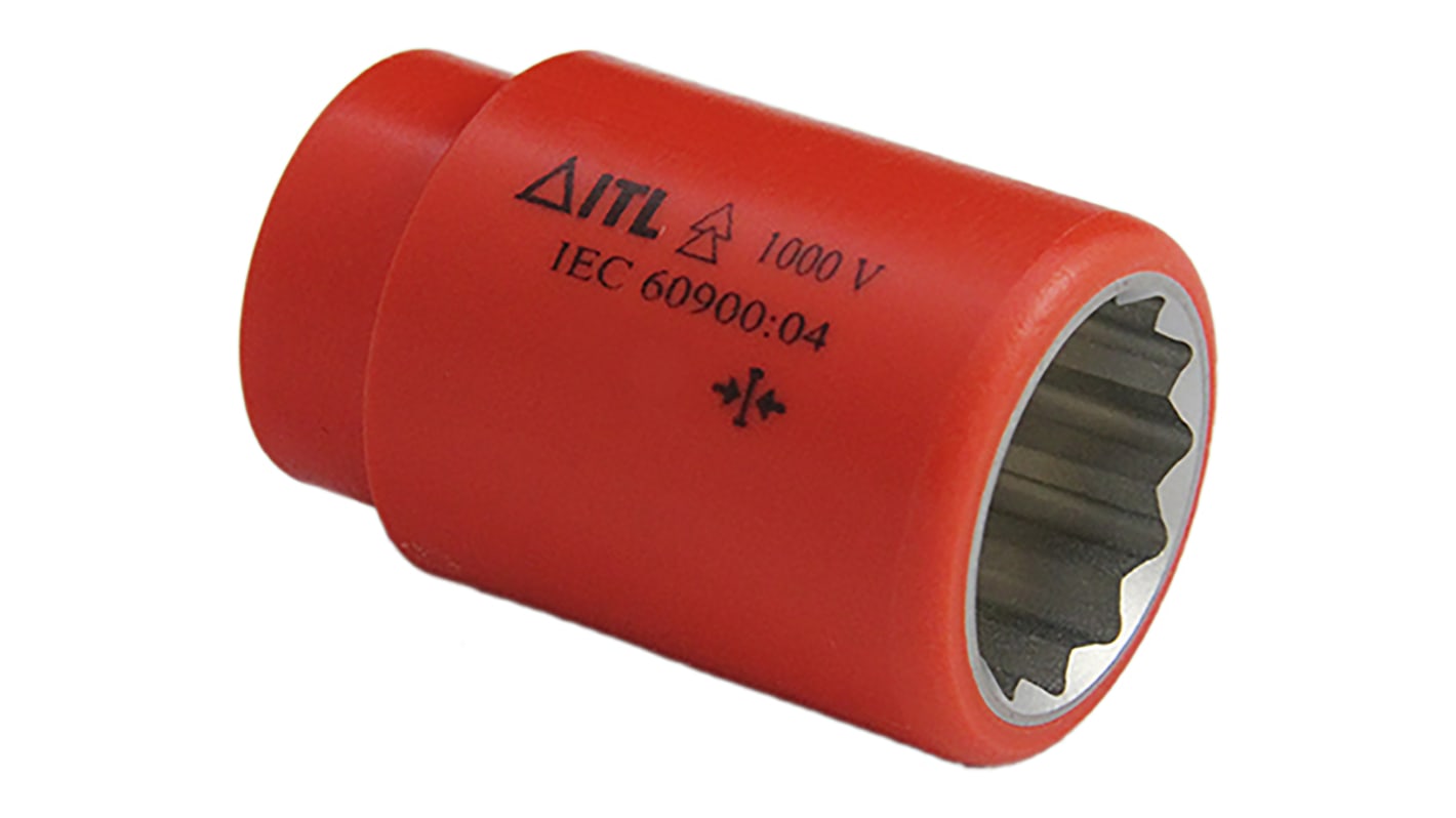 ITL Insulated Tools Ltd 26mm公制十二角绝缘标准套筒, 1/2 in驱动头, 54 mm总长, 铬钒钢制
