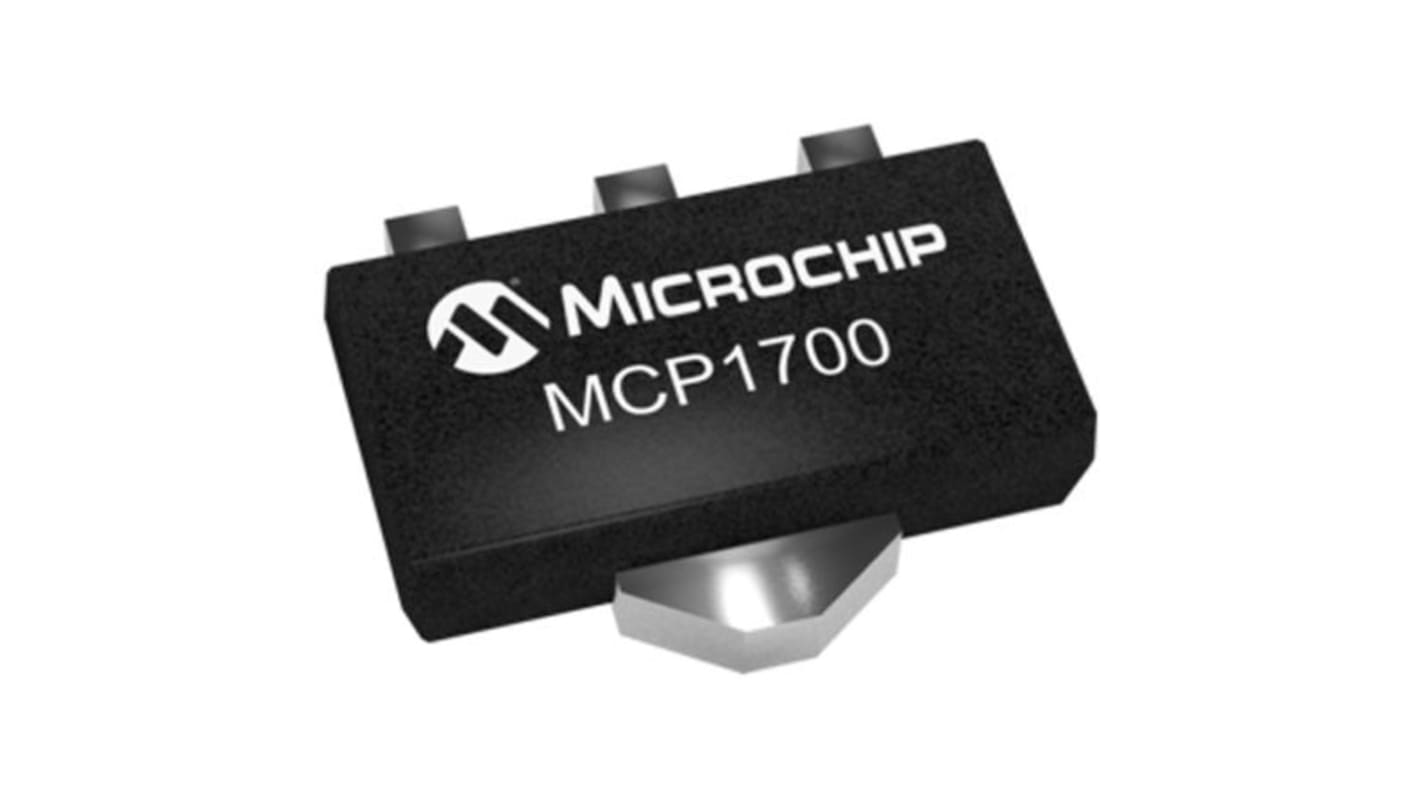 Microchip LDO稳压芯片, 3.3 V输出, 250mA最大输出, 单路输出, SOT-89, 3针, 贴片安装, -40 °C→+125 °C, 3%精度