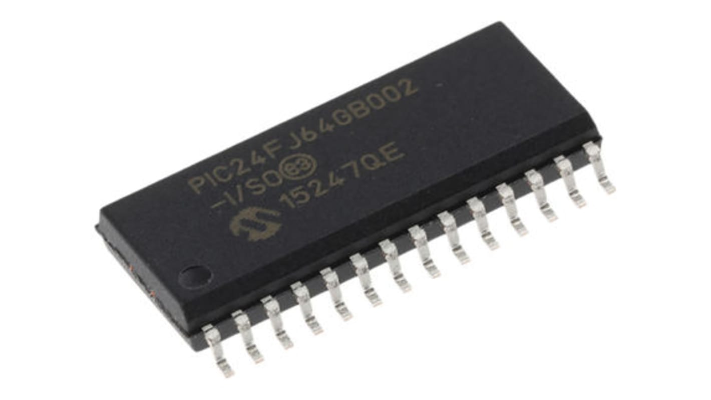 Mikrokontroler Microchip PIC24FJ SOIC 28-pinowy Montaż powierzchniowy PIC 64 kB 16bit CAN: 32MHz RAM:8 kB Ethernet: