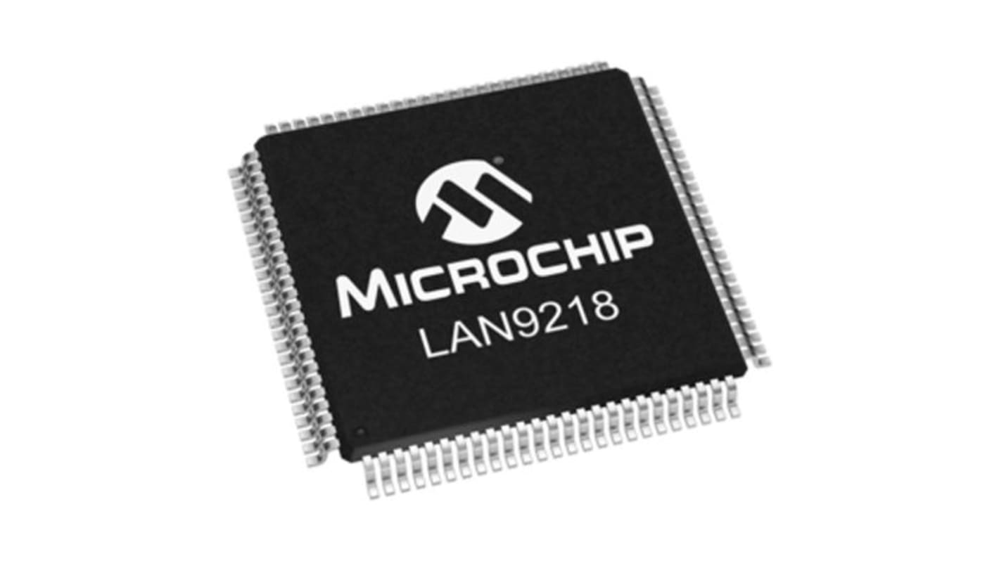 Microchip LAN9218-MT, Ethernet Controller, 10Mbps LAN, MII, Host Bus, SMI, 3.3 V, 100-Pin TQFP