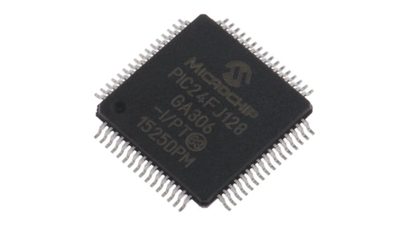 Microchip, 16bit PIC, PIC24FJ Microcontroller, 32MHz, 128 kB Flash, 64-Pin TQFP