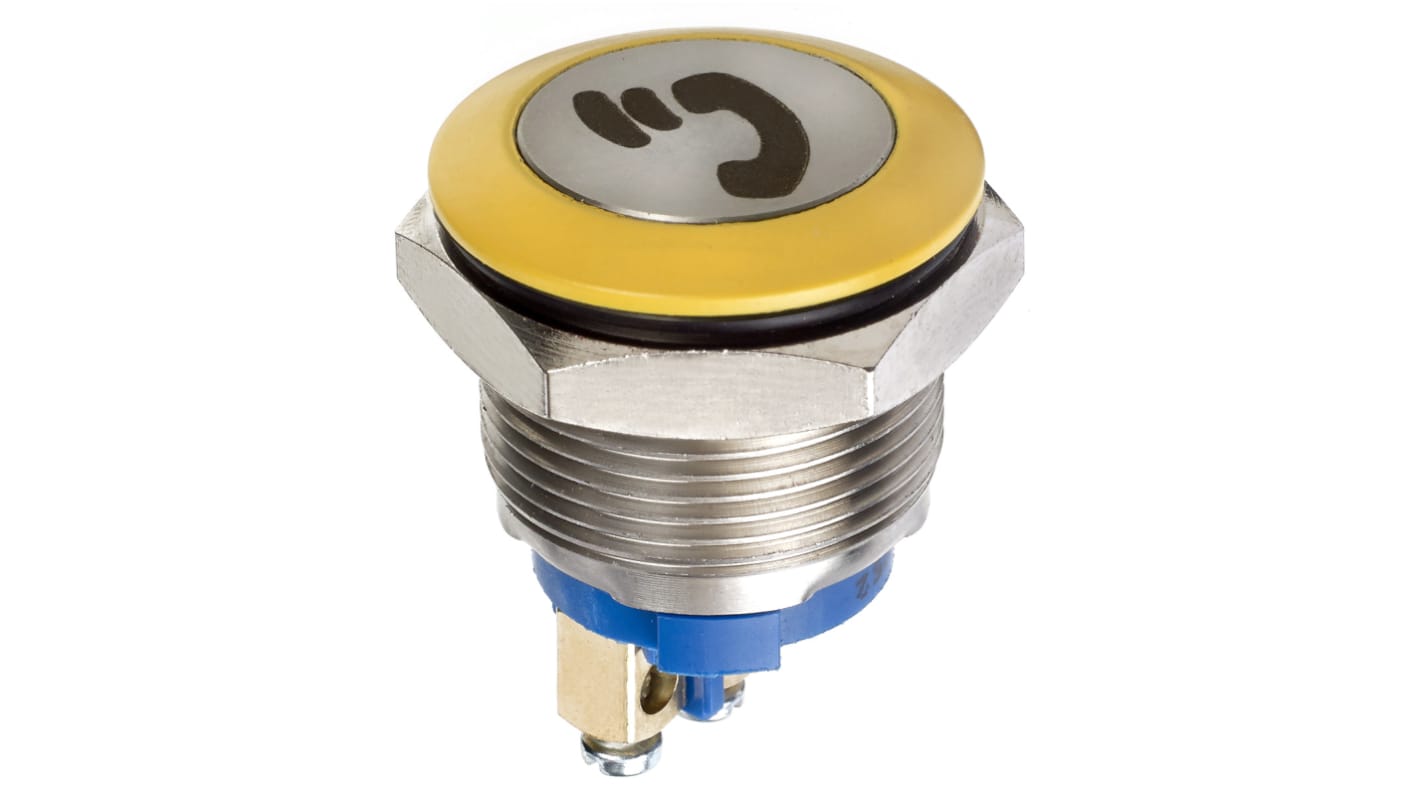 Apem Push Button Switch, Momentary, Panel Mount, 19.2mm Cutout, SPST, 24V dc, IP65