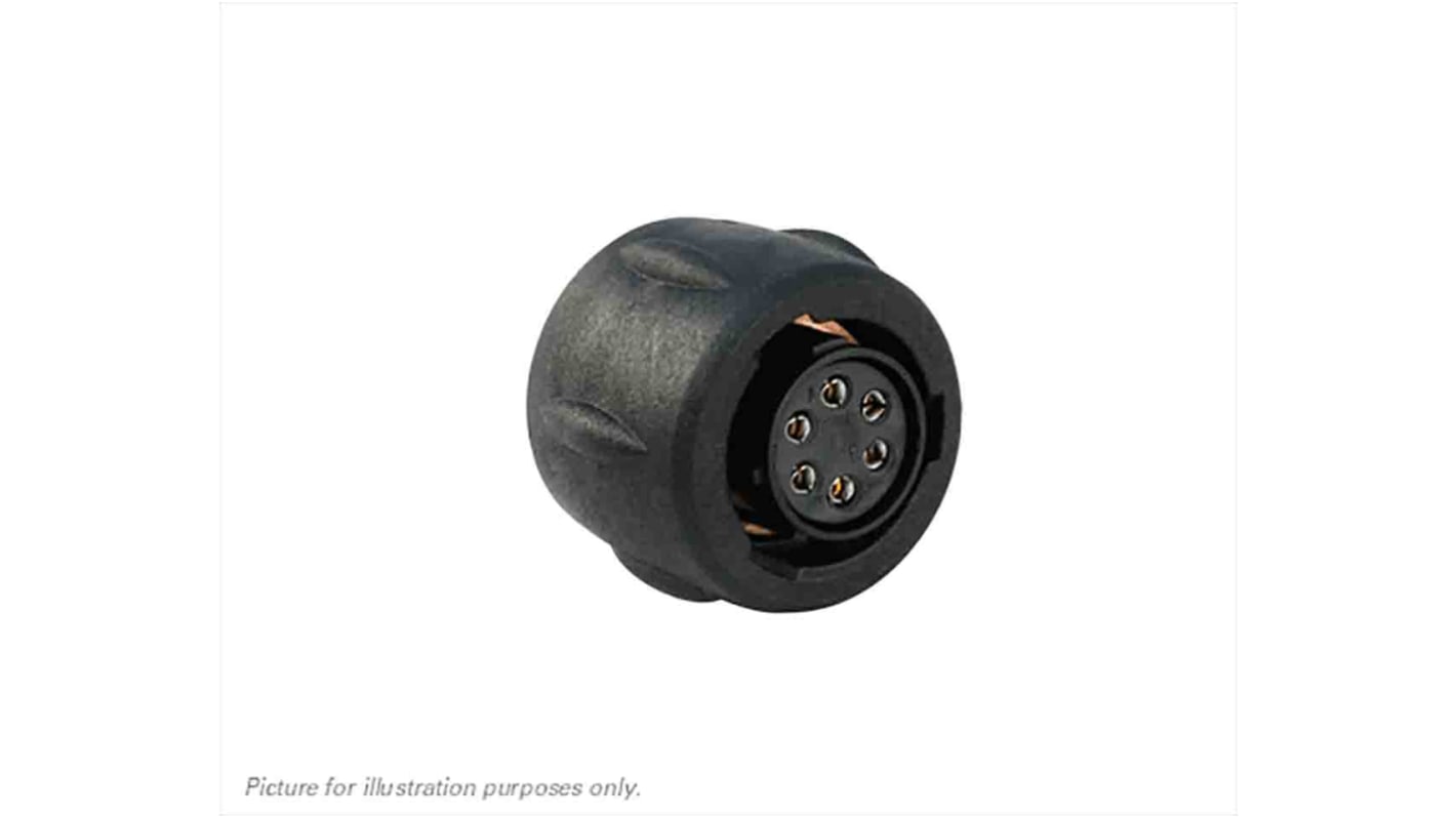 Conector circular Souriau macho serie UTS de 6 vías hembra, tamaño carcasa 10, montaje aéreo, IP68, IP69K