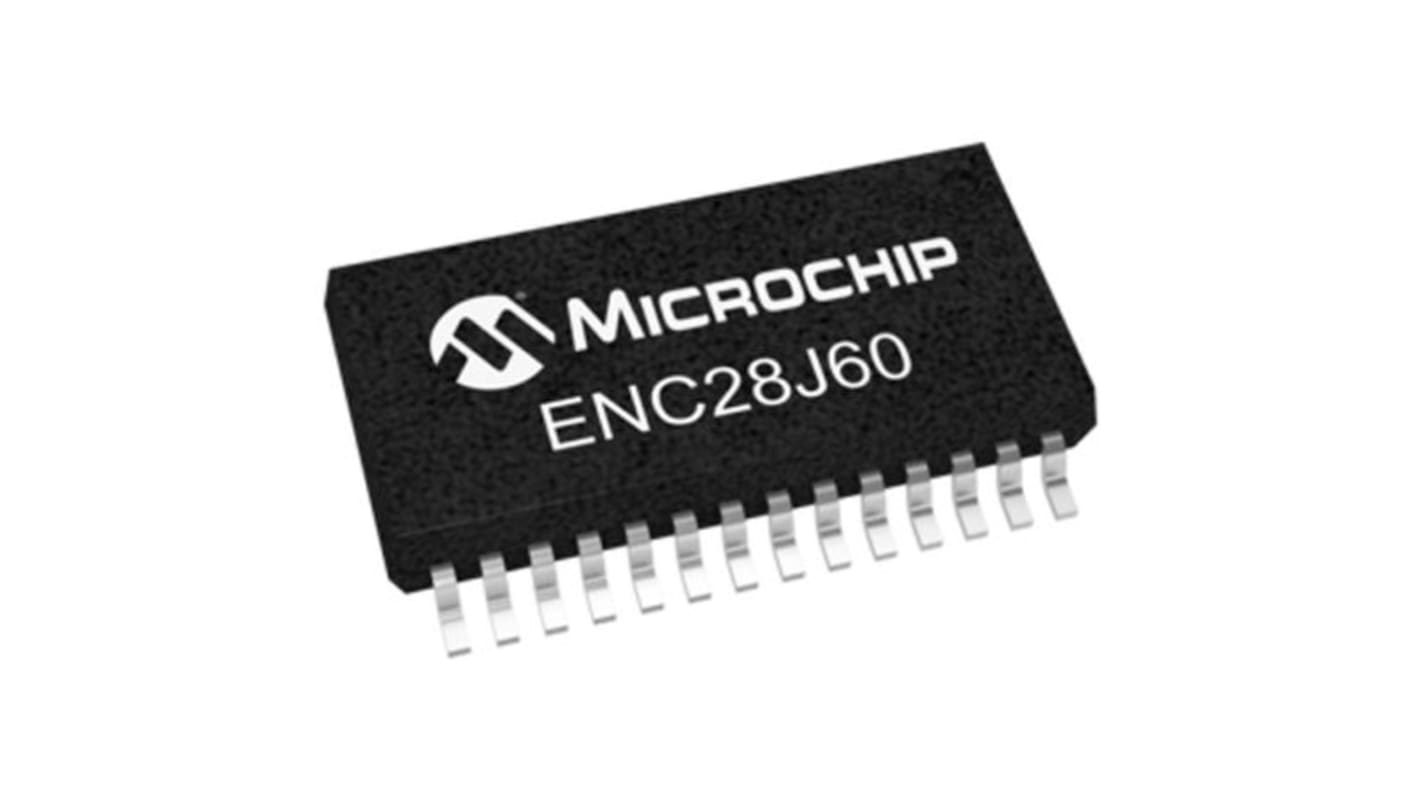 Contrôleur Ethernet, ENC28J60-I/SS, Série-SPI, MII, MIIM, 10Mbps SSOP 3,3 V, 28 broches