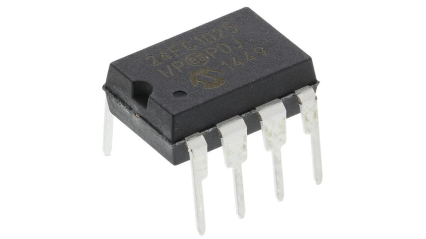 Microchip 1MBit Serieller EEPROM-Speicher, Seriell-I2C Interface, PDIP, 400ns THT 128 x 8 bit, 128 x 8-Pin 8bit