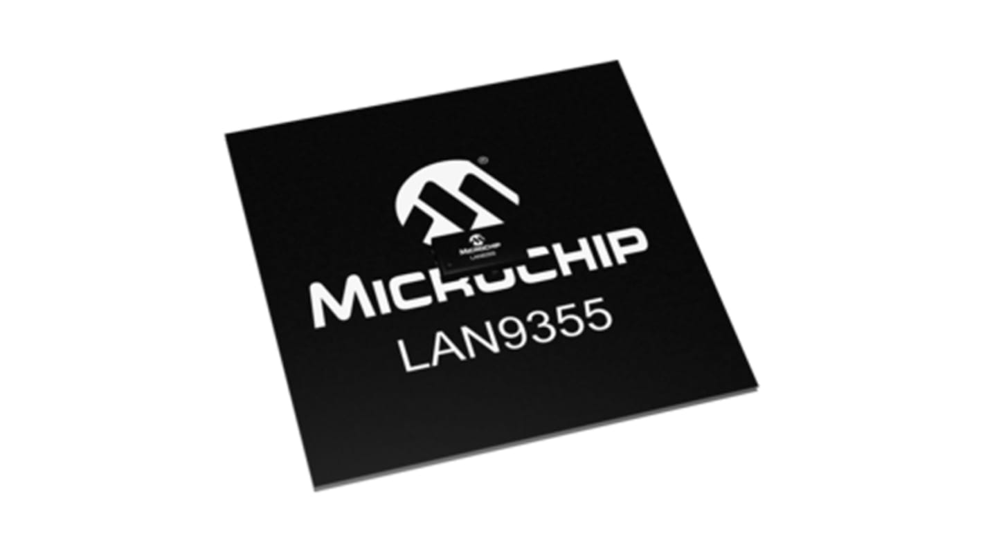 Microchip LAN9355/ML Ethernet Switch IC, MII/RMII/Turbo MII, 10 Mbps, 100 Mbps 1.8 → 3.3 V, 88-Pin QFN